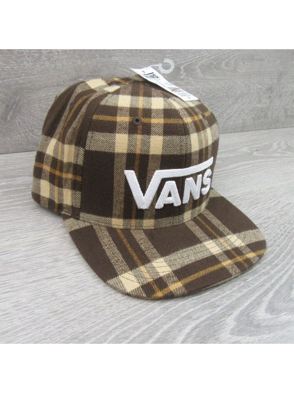 Vans Drop V Brown Plaid Flannel Snapback Hat Cap OS NEW - Picture 5 of 16